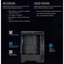 AEROCOOL PC case mid tower Aero One Frost, 195x461x411mm, 4x fan, λευκό