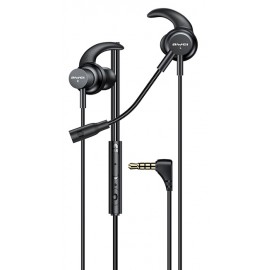 AWEI earphones με μικρόφωνο ES-180I, 3.5mm, 1.2m, μαύρα