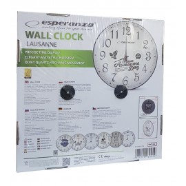 ESPERANZA ρολόι τοίχου Lausanne EHC018L, 30cm, λευκό