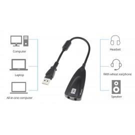 POWERTECH USB κάρτα ήχου ST16, USB2.0, 7.1, 2x 3.5mm, μαύρη